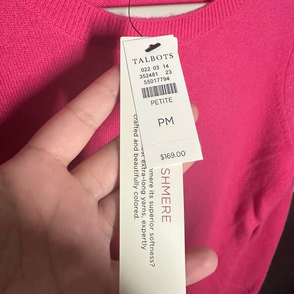 NEW Talbots Hot Pink 100% Cashmere Sweater Soft Bright Crew Size Medium Petite - Picture 7 of 7